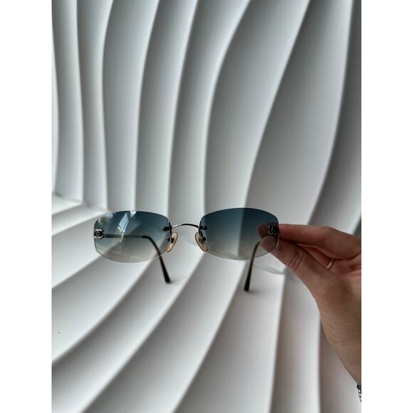 Chanel Blue Logo Rimless  Sunglasses - Picture 9 of 15